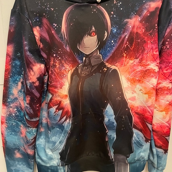 Bian YI Long Tops - Black Graphic Hoodie